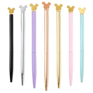 2020 creative cute metal pens Mickey Mouse shape logo multi-color pink pen for kids