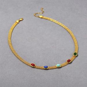 Collier avec pendentif en zircon en acier inoxydable pour femmes Chaîne à maillons élégante plaquée platine Luxe léger à la mode Niche polyvalente - Product Image 6