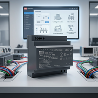 Alimentation à découpage CC Mean Well HDR-150-24 150W 24V 6.25A IP67 étanche sur rail DIN, sortie unique pour CCTV et applications industrielles extérieures