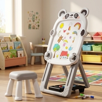 Tableau de dessin pliable double face pour enfants, tableau blanc magnétique effaçable avec chaise pour la maison et la maternelle
