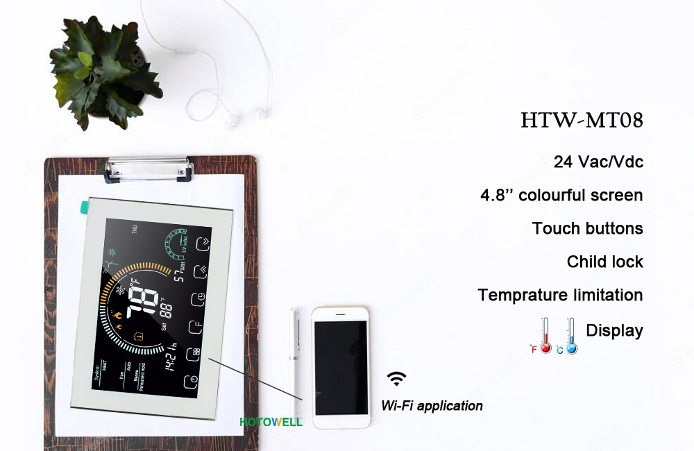 Thermostat WiFi Smart Heat Pump Room Thermostat Temperature Controller 4.8  Inch Color LCD Screen Programmable Control/ Mobile APP/ Voice Control