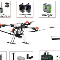 Drone de nettoyage de vitres commercial 12MPa haute pression, 60 min d'autonomie de vol, auto-amorçant pour le lavage des façades vitrées en hauteur, IP55