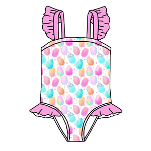Costume da Bagno per Bambine Alla Moda 2026, Nuovissimo Design con Stampa Personalizzata, Grazioso Costume Intero con Maniche a Volant - Product Image 3