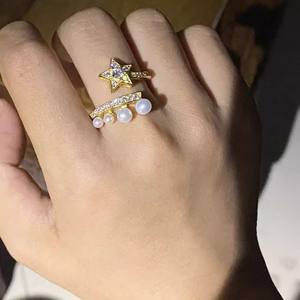 10719DIY S925 <b>Silver</b> Ring Stand with 4-6mm Round <b>Beads</b> Empty Stand Double Pearl Accessory Trendy <b>Silver</b> Jewelry - Product Image 2