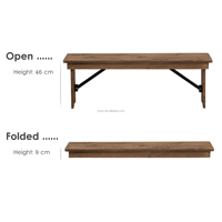 Table à manger pliante en bois massif de style farmhouse pour hôtel, restaurant, banquet, mariage, événements, fête