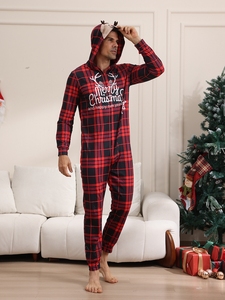 Conjuntos de Pijamas Elegantes de Inverno e Natal em Malha, Macacão de Manga Longa em Preto e Vermelho para Família - Product Image 3