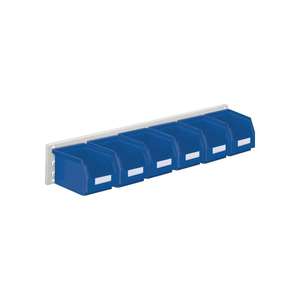 RasterPlan Jeu de conteneurs semi-ouverts H140xW920xP250 mm sh. Acier/polyéthy. Revêtement plastique bleu 6 x taille 6 bleu - Product Image 1