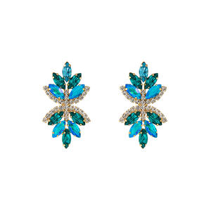 Boucles d'oreilles pendantes Barly Fashion en alliage, 4 couleurs, verre coloré, diamant taille princesse, motif fleur, bijoux pour femme, anniversaire - Product Image 6