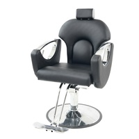 Fauteuil de coiffure moderne vintage en cuir PU, inclinable, avec pompe hydraulique robuste et rotation à 360 degrés pour salon de coiffure