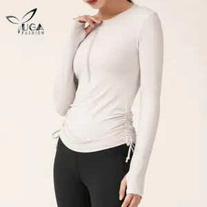 Long Sleeve Running Gym Workout Top Women Gym Wear Stretchy 1/2 Zipped Sports T-shirt