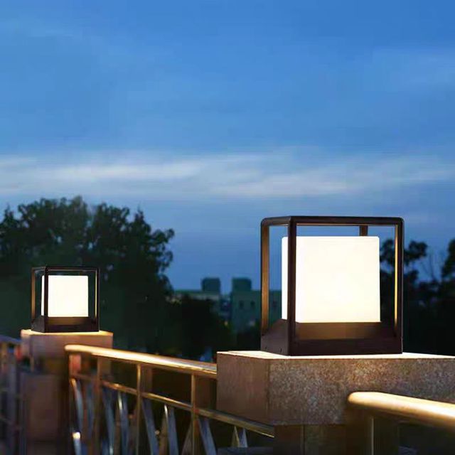 LED Pillar Lights E27 Base AC 85-265V Aluminum Body IP65 Waterproof Square Post Light Park Landscape Outdoor Warm White 2-Year