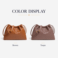 Sac seau tissé à cordon de serrage pour femme, sacs à bandoulière, sacs à main en cuir PU, sac à bandoulière personnalisé avec logo, vente en gros