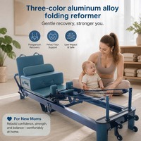 Mesin Pilates Reformer untuk Penggunaan di Rumah, Dapat Disesuaikan, Aluminium, Dapat Dilipat, Peralatan Kebugaran Studio untuk Pemulihan Setelah Kehamilan