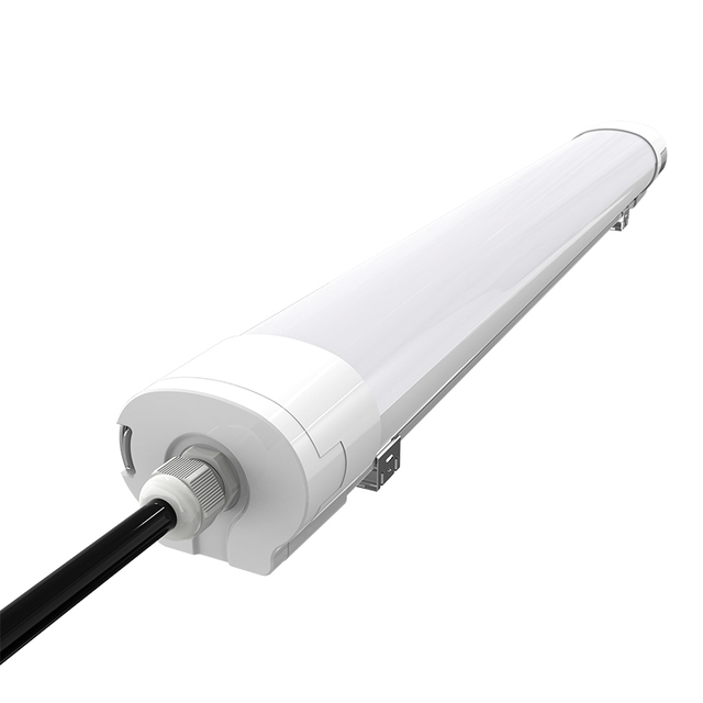High Quality 40W Triproof 4FT LED Batten Tubes Warehouse Supermarket Lighting IP65 PC 6000K Daylight 130LM/W Dimmable 120 Beam