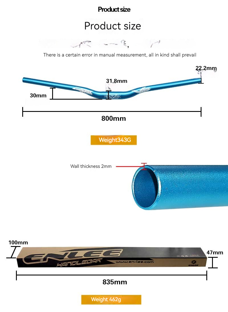 Durable 800mm Aluminum Alloy Swallow Handlebar For Mountain Bikes