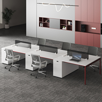 Chaise de bureau pour personnel, combinaison de sièges de bureau blancs pour 4/6 personnes, moderne et simple, avec rangement pour poste de travail d'entreprise