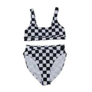 Conjunto de Bikini de 2 Piezas para Mujer, Diseño de Camuflaje a Cuadros, Secado Rápido, Spandex/Poliéster, Venta al Por Mayor - Product Image 1