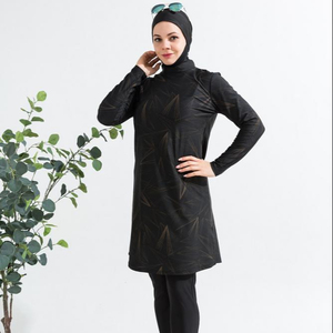 Động Lực 2024 3 cái/bộ Gốc In Ấn Người Phụ Nữ Hồi Giáo Áo Tắm Dài Tay Áo Top + Quần Dài + Hijab Burkinis Đồ Bơi - Product Image 1