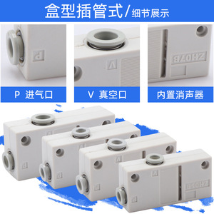 Generador de Vacío Tipo Caja de Alto Flujo y Fuerte Succión con Conexiones de Tubo Roscadas Neumáticas Duraderas-ZH05/07/10/13BL - Product Image 3