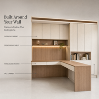 Bureau d'étude personnalisé pour chambre d'enfant, bureau d'angle avec étagère et armoire de rangement supérieure, gain de place