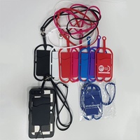 Pochette de téléphone portable en silicone avec logo personnalisé personnalisé pochette pour carte d'identité de crédit d'entreprise avec lanière et sangle de cou
