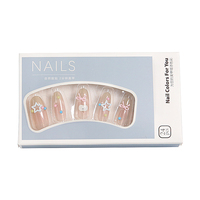 Faux ongles carrés à presser, faits main, avec motifs étoile 3D, nœud, dessin animé, pomme, macaron et perles, pour mariages, usage quotidien et occasions festives