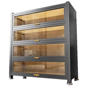 Étagère de rangement de cuisine moderne multifonctionnelle en métal, étanche, écologique, anti-poussière, avec porte, de type sol, <span class=keywords><strong>pour</strong></span> <span class=keywords><strong>micro</strong></span>-ondes et bols, 6 niveaux - Product Image 6