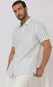 Men Linen Stripes Shirt Casual Slim Fit Breathable Summer Wear Export Quality Wholesale Supplier - Product Image 2