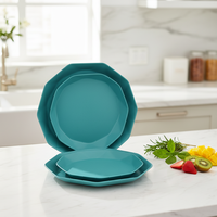 Assiettes de fête réutilisables en bambou sans BPA, motif uni, vaisselle incassable, assiette de présentation pour dîner et service de mariage