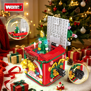WOMA Bricks 620pcs Merry Christmas Present Box Wind-up Moving Pop-up Tree <b>Building</b> <b>Blocks</b> Creative DIY Educational Constructio - Product Image 5