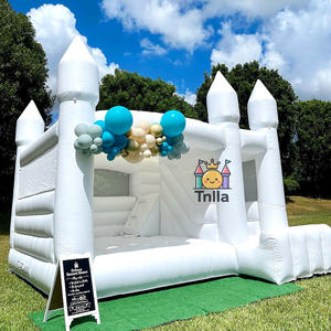 Trampoline gonflable Moonwalk Saut Château gonflable Ligne de saut PVC <span class=keywords><strong>Blanc</strong></span> Maison de rebond de mariage avec toboggan - Product Image 3