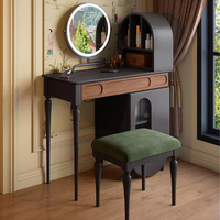 Coiffeuse et bureau de maquillage modernes en bois de frêne avec miroir sur pied, armoire de rangement rotative, écologiques, pour chambre et hôtel