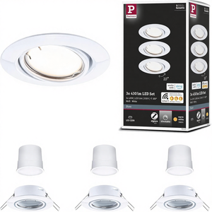 Juego de luces empotradas LED Paulmann 3x4.9W 430lm Blanco cálido 3000K Zigbee regulable 89mm con base de plástico blanca - Product Image 1