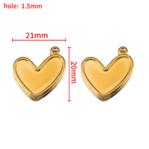 Ciondoli a Forma di Cuore Irregolare in Acciaio Inossidabile 316L, Placcati in Oro 18K, Antiallergici, Inossidabili, Lucidati a Specchio - Product Image 3