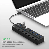 Concentrador USB 3.0 al por Mayor, Divisor USB Externo de 7 Puertos, Concentrador USB 3.0 de 7 Puertos con Indicador LED para PC, Portátil, Mac, Notebook, Escritorio
