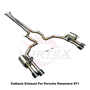 Vortex Exotic Natural Ti Header <b>Back</b> Setup Featuring Carbon Tips & Vacuum Valve For Porsche Panamera 971 - Product Image 3