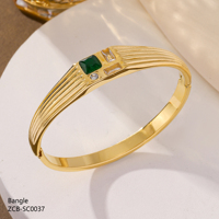 Bracelets en acier inoxydable 18K pour femmes, motif trèfle à quatre feuilles, zircon écologique, style vintage géométrique ajouré, vente en gros