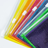 Kantong Binder A5 A6 A7 Warna-warni Transparan PVC dengan Resleting, Amplop Uang, Kantong Lembaran Lepas 6 Lubang, Folder Planner Jurnal