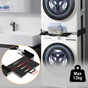 Marco de conexión de acero inoxidable para lavadora y secadora, kit de apilamiento para base de lavadora con estante extraíble y uso comercial - Product Image 6