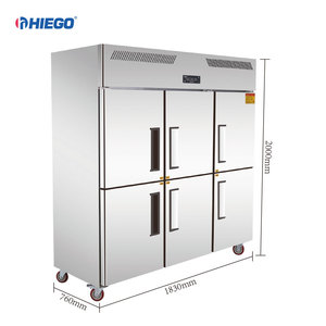 Réfrigérateur commercial à 4 portes, armoire réfrigérée robuste à portes françaises, réfrigérateur-congélateur vertical 4 portes - Product Image 3