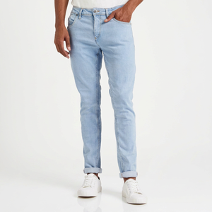Jean décontracté en denim coupe droite mi-haute pour homme grande taille, confortable et respirant, motif uni, idéal printemps-été-automne – Meilleures ventes - Product Image 1