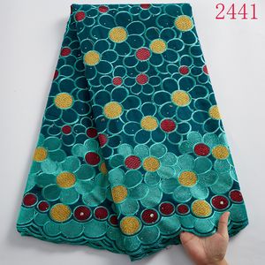 Tissu en Dentelle Sèche Africaine en Coton de Haute Qualité, Voile <span class=keywords><strong>Suisse</strong></span> Africain 100% Coton, Dentelle Nigériane pour Robe de Soirée Quotidienne 2441 - Product Image 3