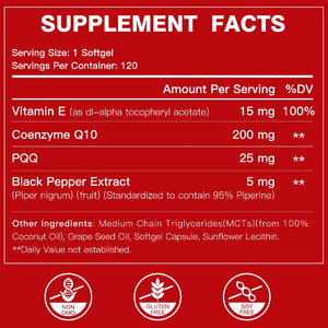 Factory Customization <b>200MG</b> Max Potency <b>CoQ10</b> Softgels with Vitamin E Help Support Immunity Pills - Product Image 2