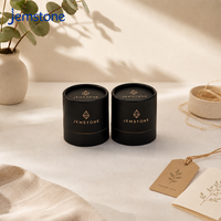 Tube en papier noir mat de luxe pour emballage cadeau haut de gamme, boîte cylindrique rigide en carton avec estampage à chaud doré pour cosmétiques et bougies