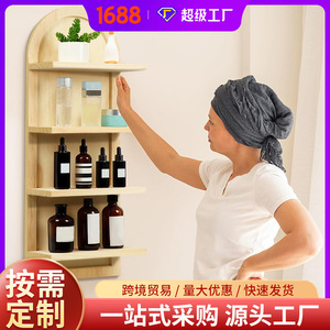 Wooden Wall <b>Shelf</b> 4 Tier Arched Solid Wood Multipurpose Storage <b>Rack</b> For Living Room Bedroom Bathroom - Product Image 5