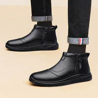 Nuevas Botas de Invierno para Hombre, de Cuero Genuino, Impermeables, con Cordones, de Caña Alta, con Suelas Transpirables Antideslizantes
