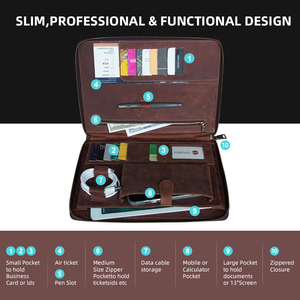 Tùy Chỉnh Chính Hãng Điên Ngựa Da Kinh Doanh Du Lịch Danh Mục Đầu Tư Văn Phòng A4 <span class=keywords><strong>Handmade</strong></span> Tổ Chức Tài Liệu Tập Tin Thư Mục - Product Image 5