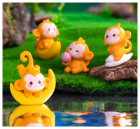 Figurines mignonnes de singes miniatures en résine, en vrac, petits animaux, cadeaux de fête, décorations de gâteaux d'été, statues de jardin, jouets