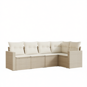 Conjunto de Sofás para Patio, Muebles de Jardín de Ratán Beige, Asientos para 6 Personas, Diseño Contemporáneo, Patas Ajustables - Product Image 1