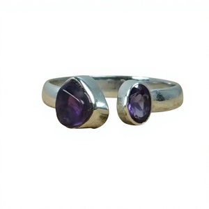 Bague en argent sterling 925 avec pierre précieuse améthyste, tendance, chrétienne, faite à la main, antique, bijoux fins certifiés - Product Image 1